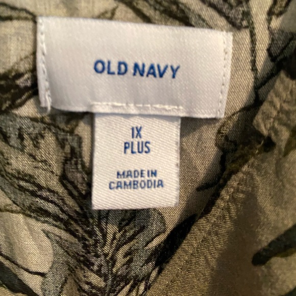 Womens green tropical blouse with cold shoulder sleeve and adjustable straps - Picture 2 of 2